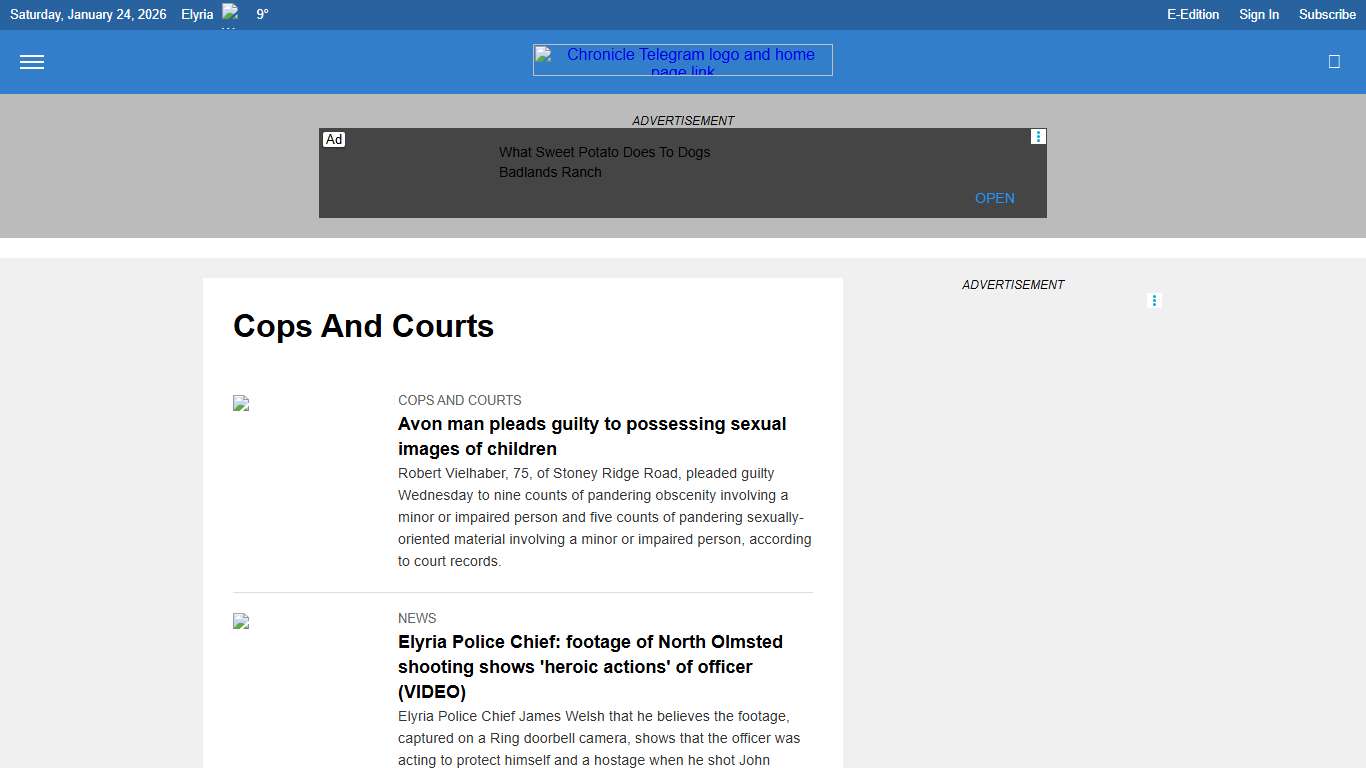 Chronicle Telegram News Cops and Courts