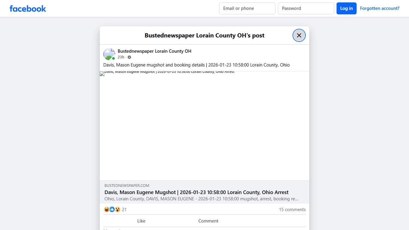 Davis, Mason Eugene... - Bustednewspaper Lorain County OH Facebook