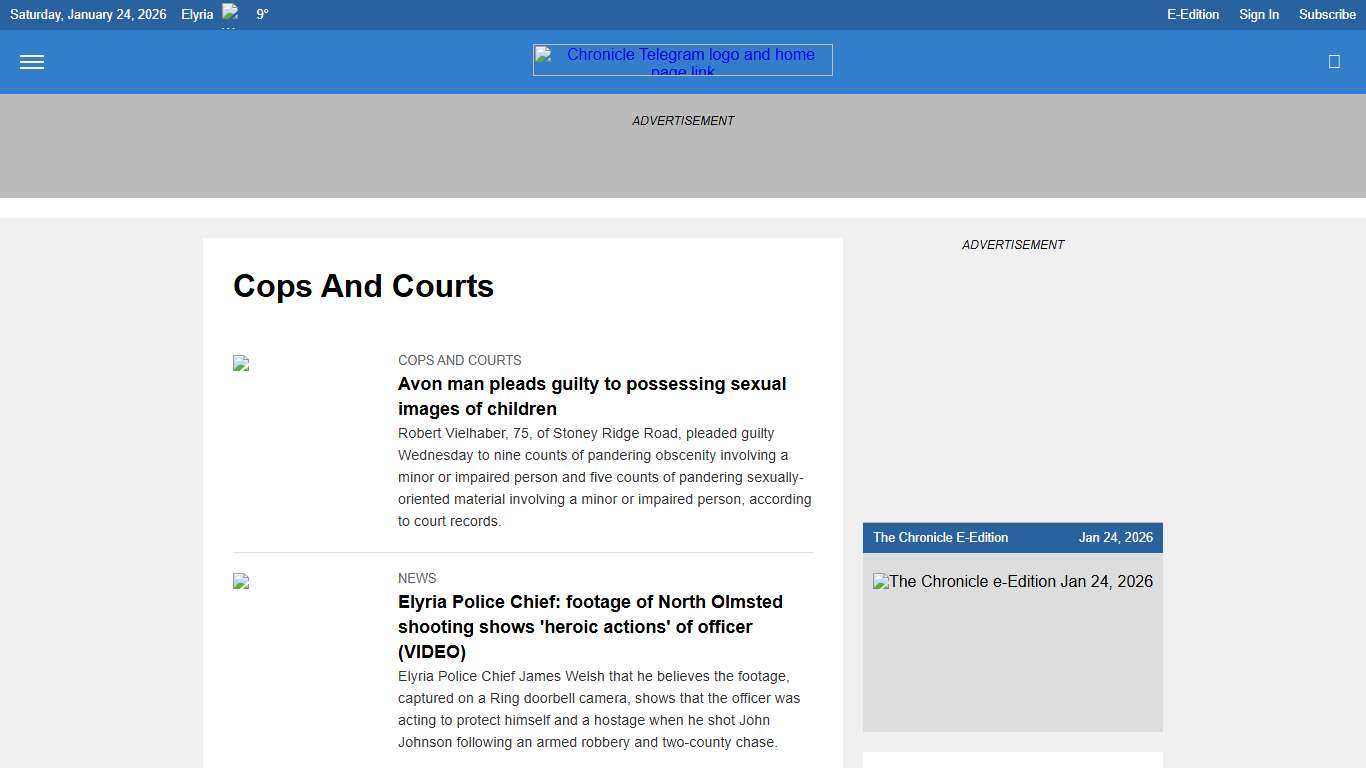 Chronicle Telegram News Cops and Courts